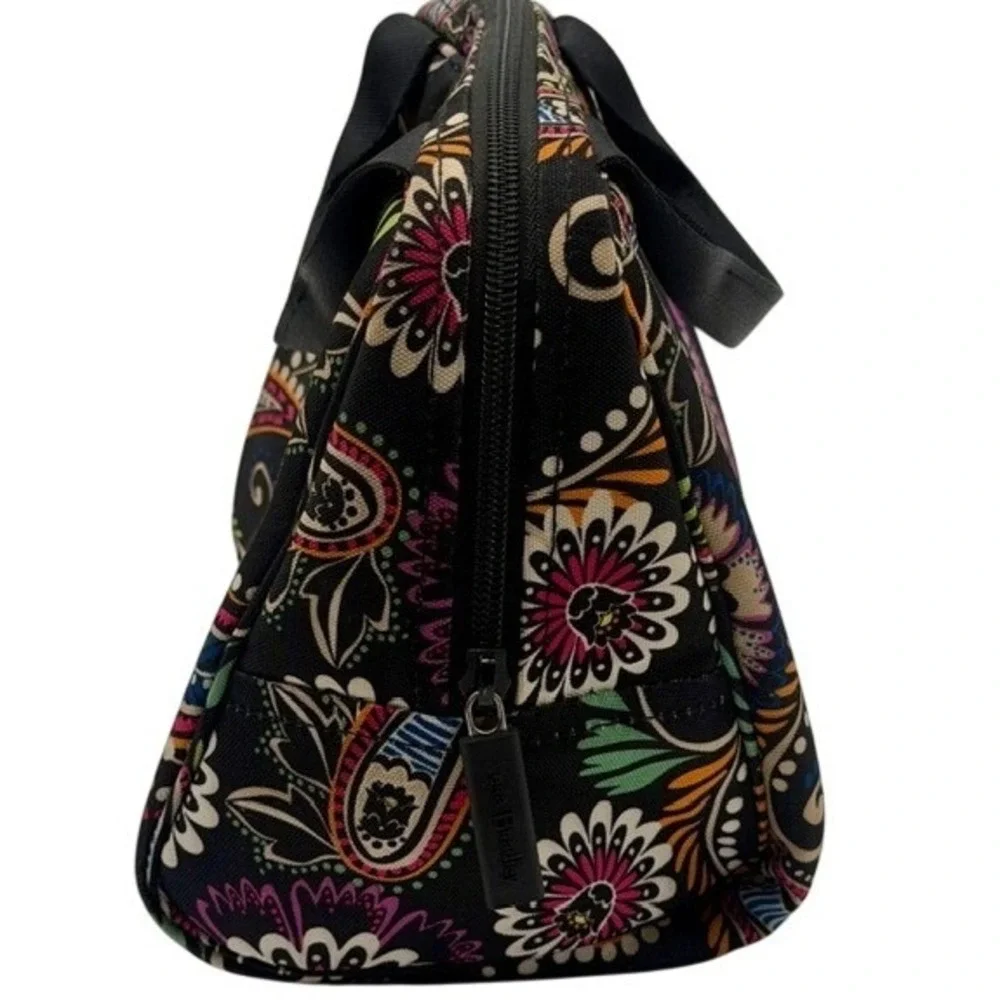 Vera Bradley Black Paisley Floral Insulated Lunch Bag Tote Zip Closure ID Window